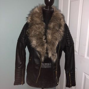 Faux Fur Leather Jacket